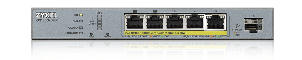 Zyxel GS1350-6HP 5-Port Gigabit PoE+ L2 Web Managed Switch | ZyxelGuard.com